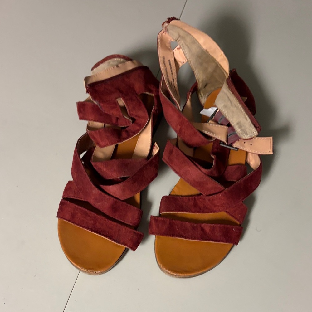 Women's Burgundy Strappy Sandals